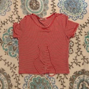 Red & White Striped Tie Up Shirt!